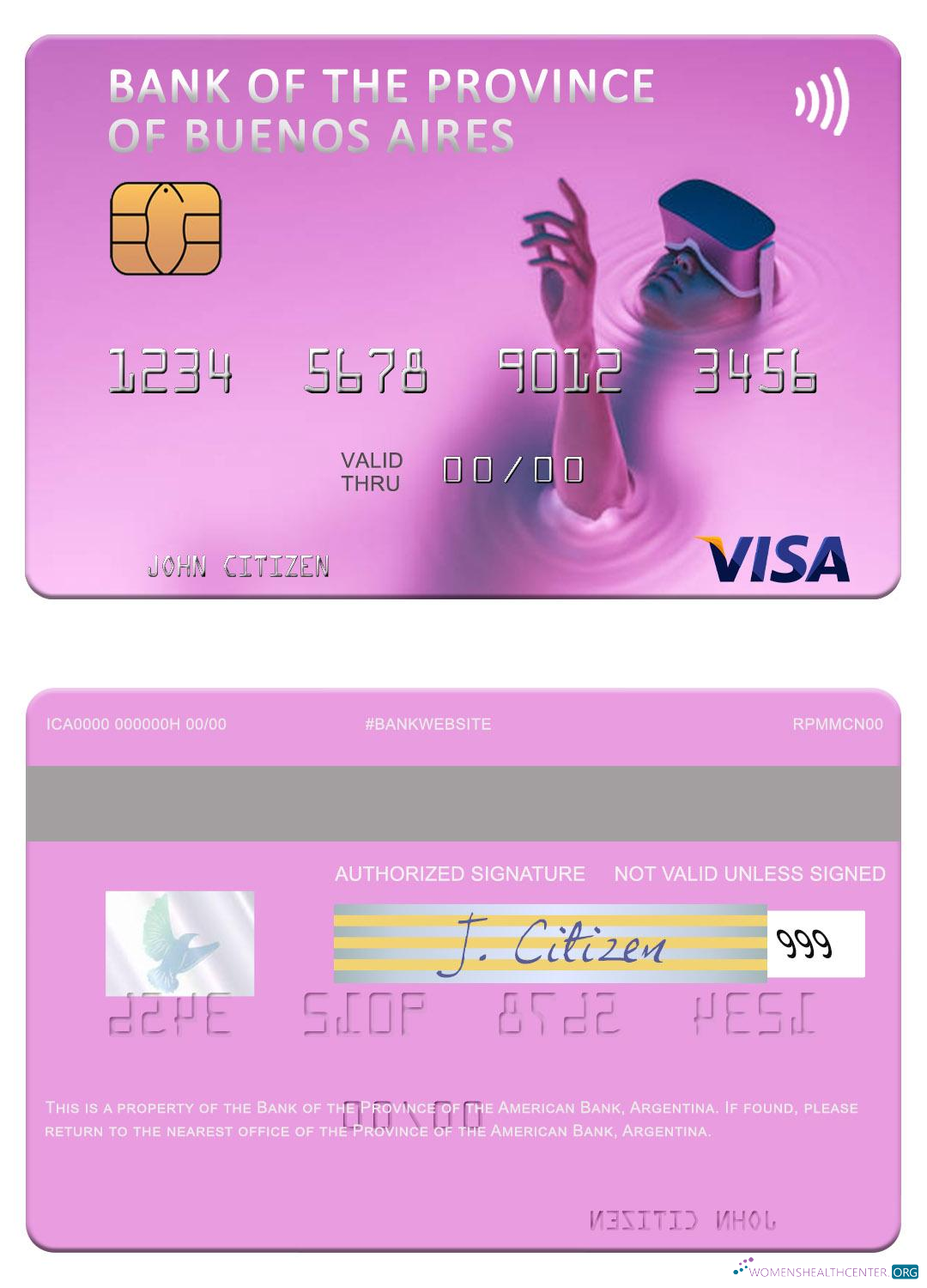 Download Argentina Bank of the Province of Buenos Aires visa card Photoshop template